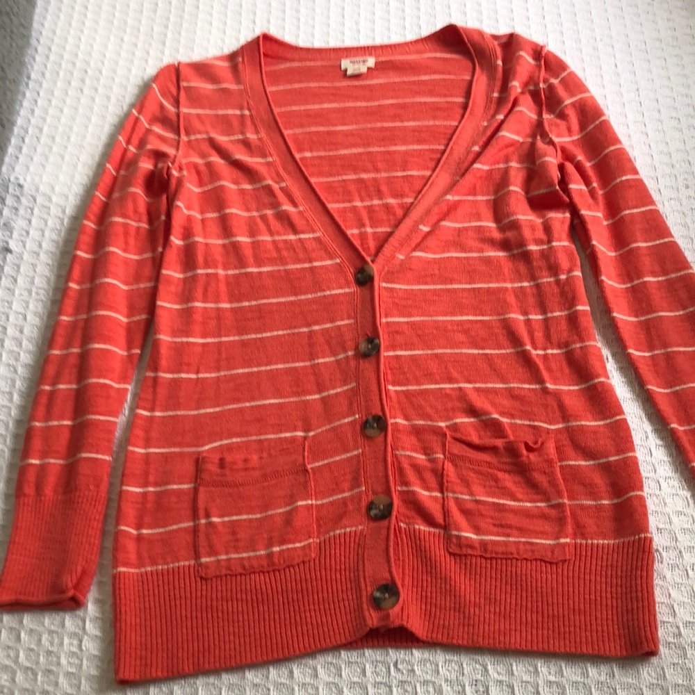 Coral/white stripped cardigan